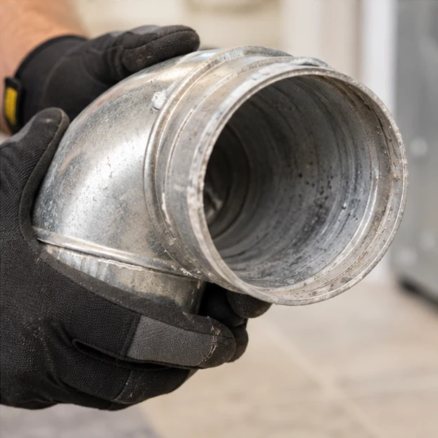 Illustrative after view of the same component for dryer-vent-cleaning